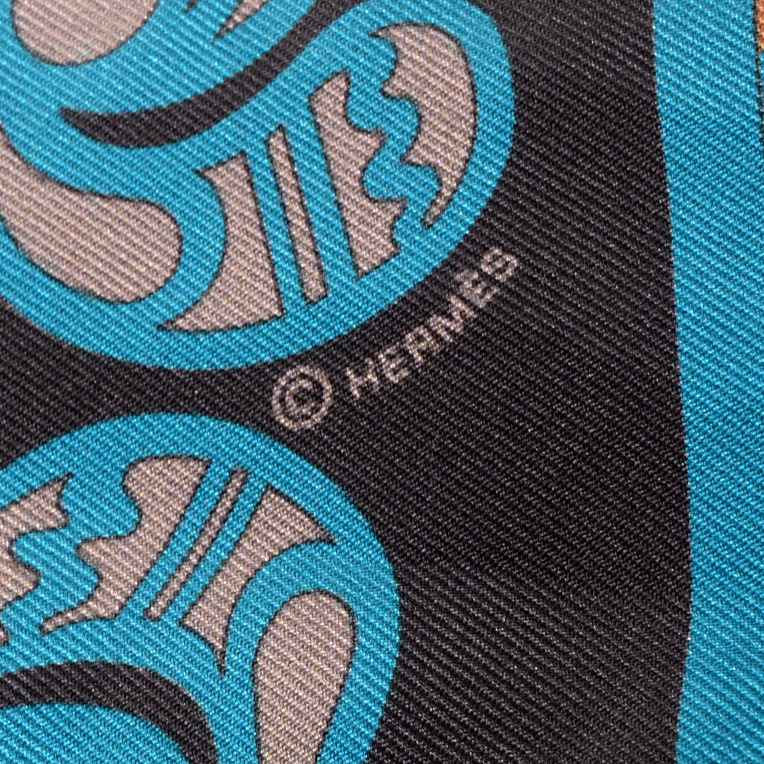 Hermes Silk Geometrie Cretoise Twilly Etoupe Marron Ciel 4 of 7