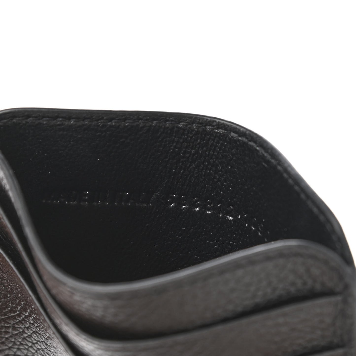 Grained Calfskin Logo Cash Rounded Card Holder Black White