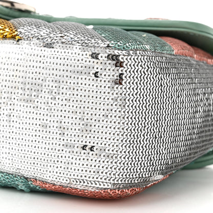 Gucci Sequin Satin Calfskin Matelasse Diagonal Small GG Marmont Shoulder Bag Grigio Argento Verde Chiaro Rosa Giallo Light Water Green 10 of 10