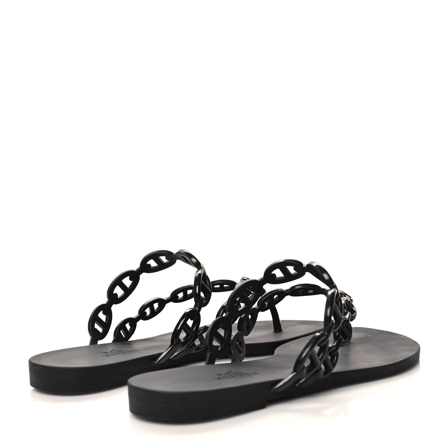Hermes Rubber Chaine d'Ancre Island Sandals 37 Black 4 of 9