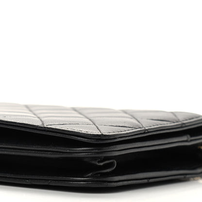 Chanel Lambskin Quilted Pearl Wallet On Chain WOC Black 10 of 10