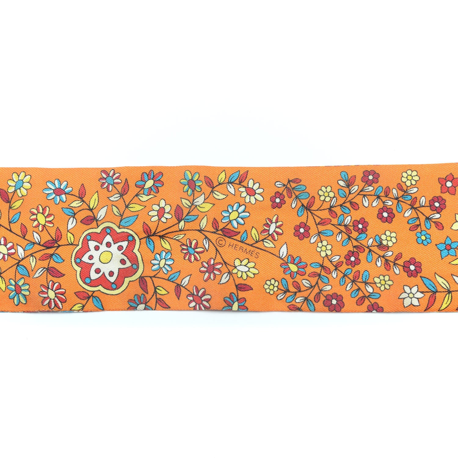 Hermes Silk L'Arbre De Vie Twilly Orange 3 of 4