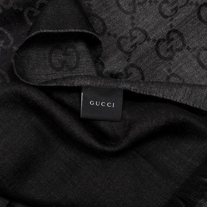 Gucci Wool Monogram Fringe Scarf Anthracite Black 3 of 4