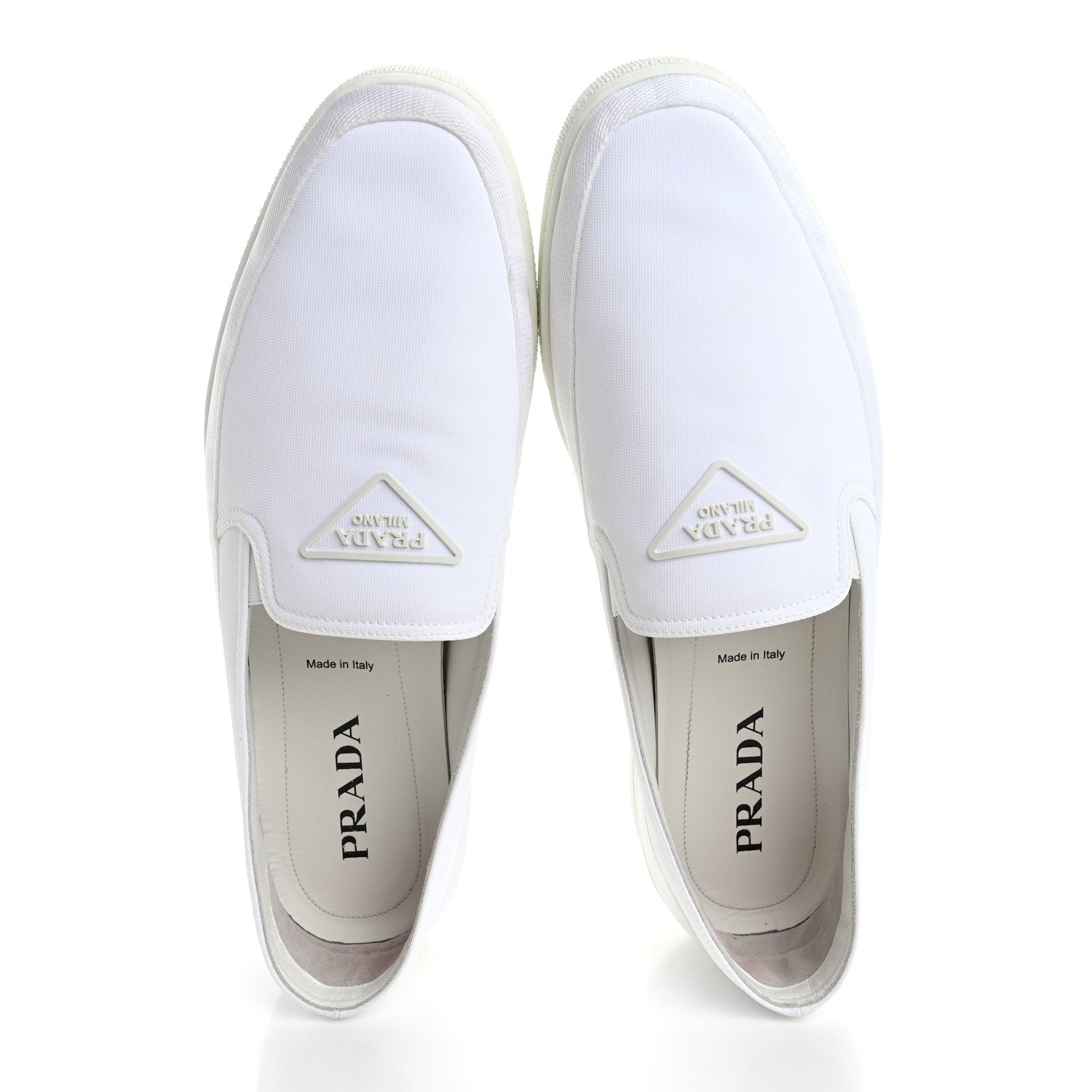 Prada Technical Nylon Triangle Logo Mens Slip On Sneakers 11 White 2 of 12