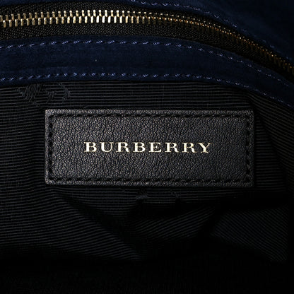 Burberry Signature Grain Large Mildenhall Shoulder Bag Blue Carbon 7 of 11