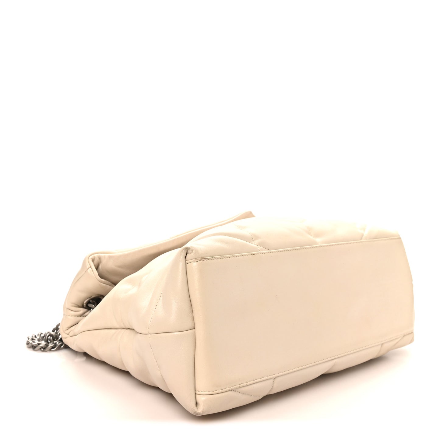 Lambskin Quilted Medium Loulou Puffer Monogram Chain Satchel Crema Soft
