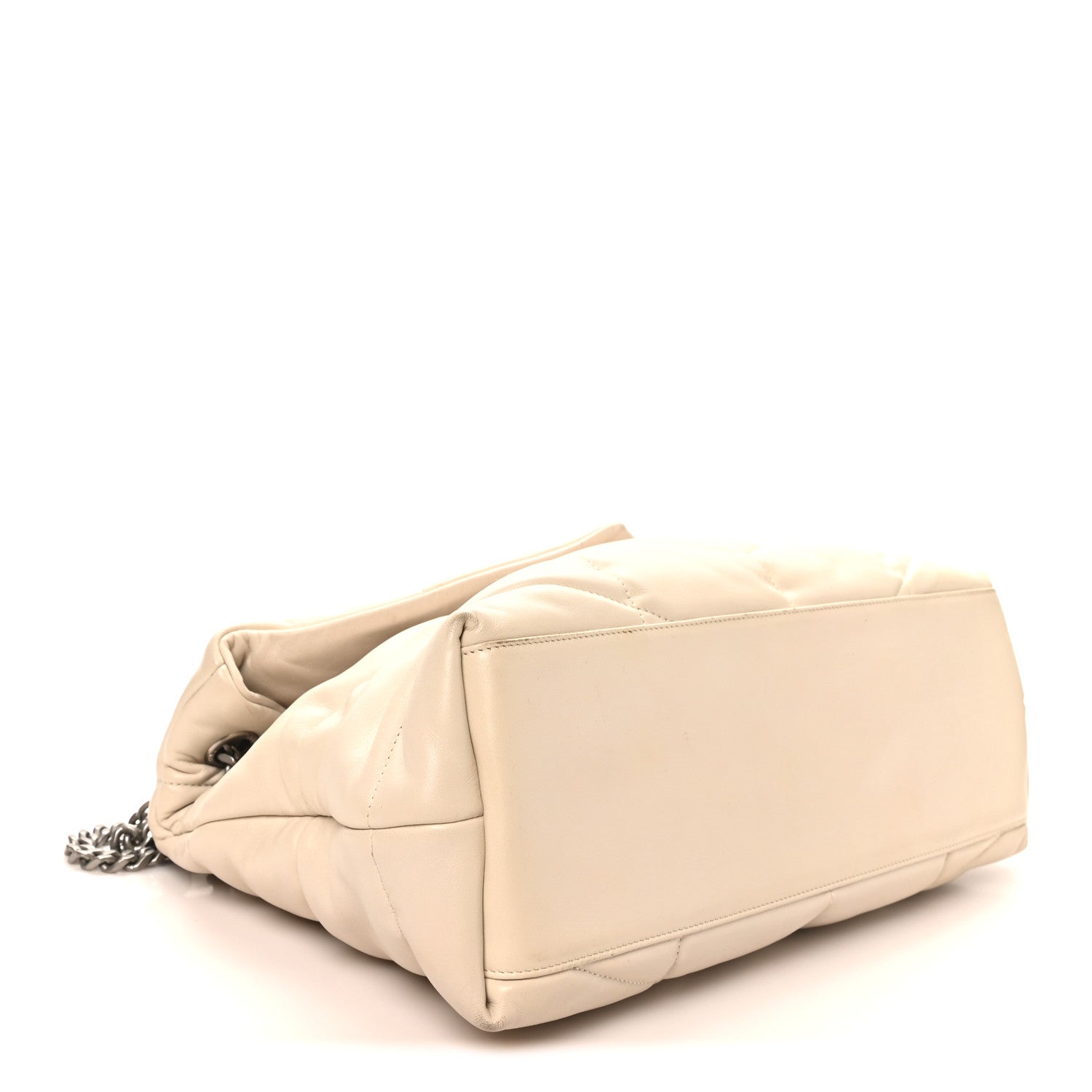Saint Laurent Lambskin Quilted Medium Loulou Puffer Monogram Chain Satchel Crema Soft 4 of 10