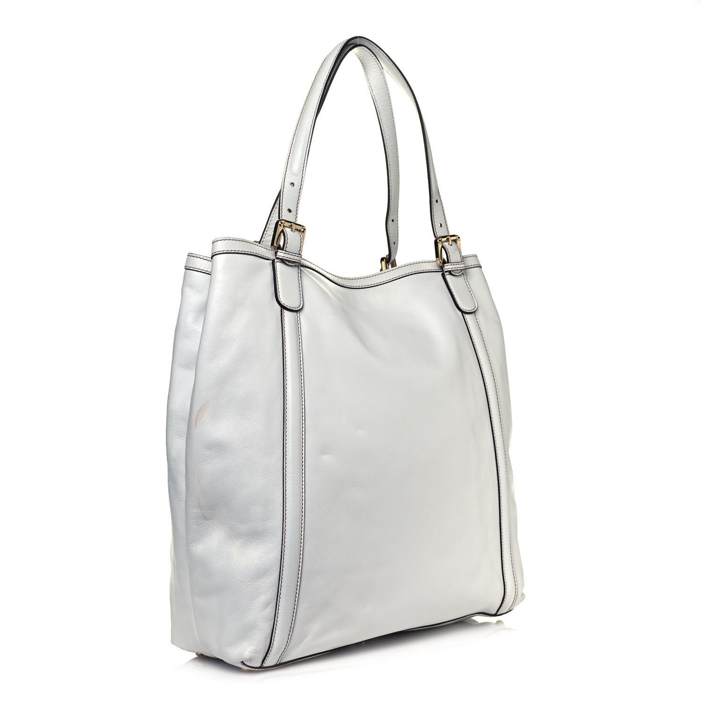 Calfskin Large Britt Shoulder Bag Off White