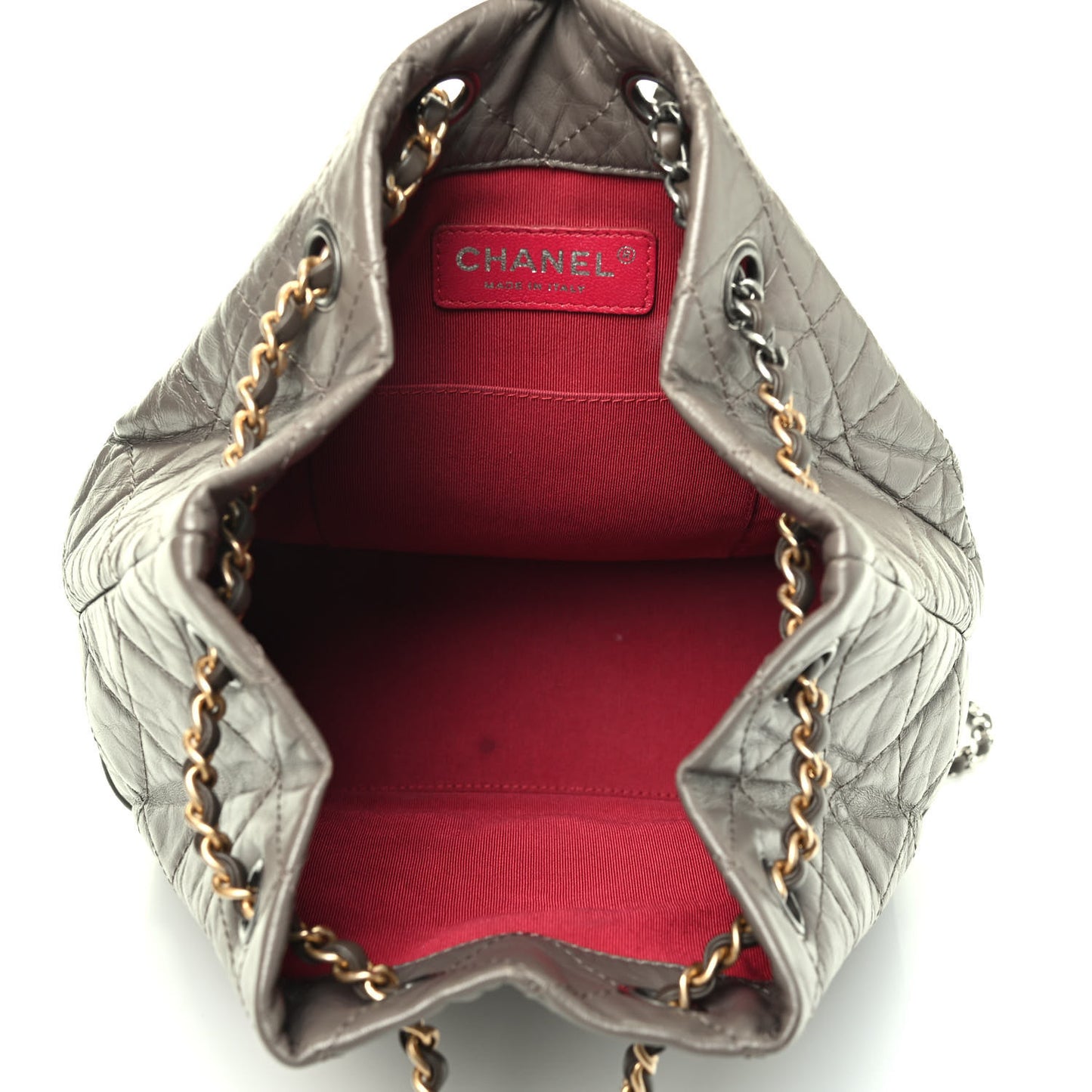 Aged Calfskin Quilted Small Gabrielle Backpack Grey