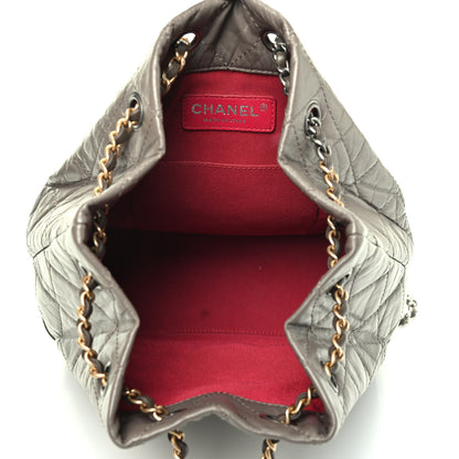 Chanel Aged Calfskin Quilted Small Gabrielle Backpack Grey 4 of 8
