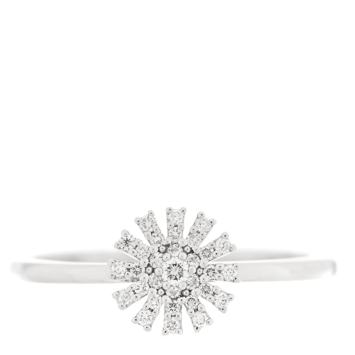 Damiani 18K White Gold Diamond Margherita Ring 58 8.25 1 of 6