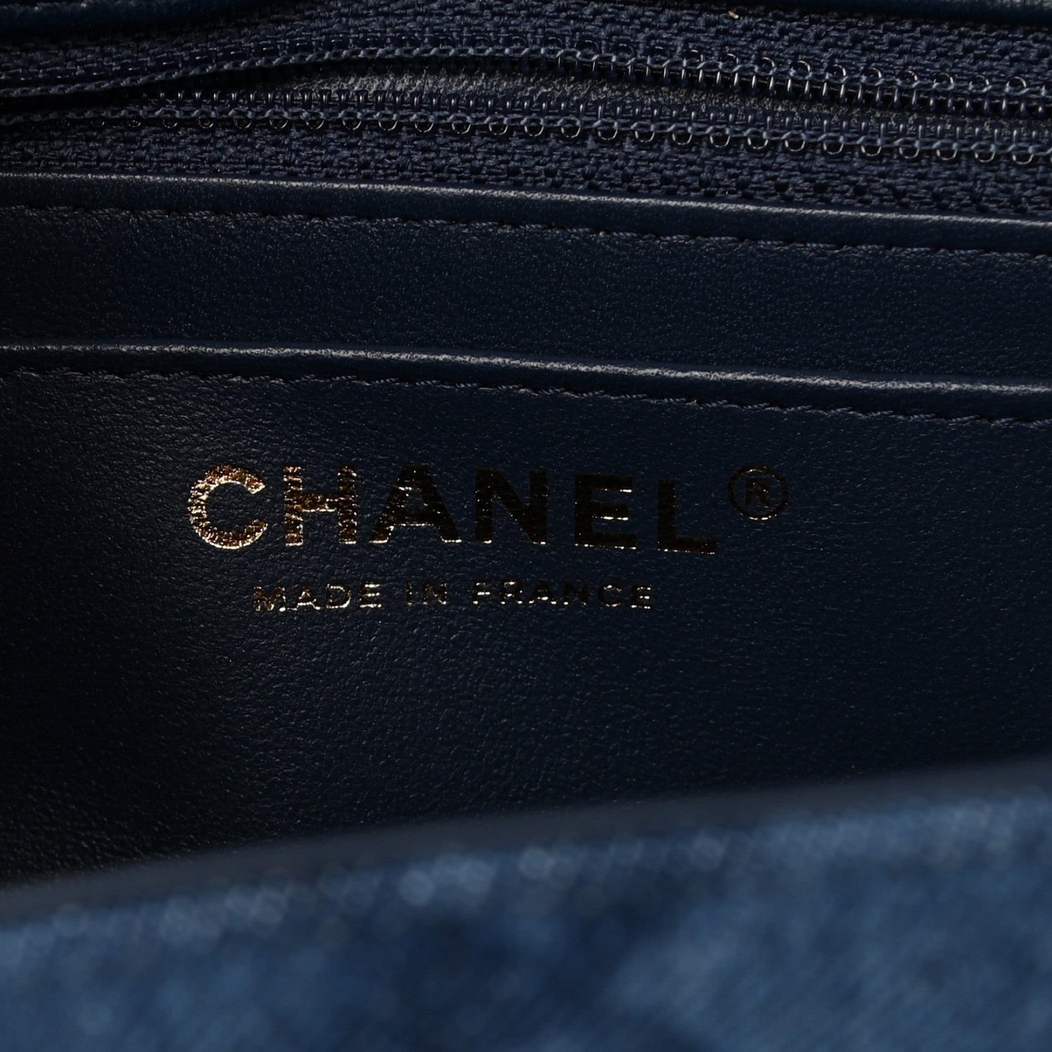 Chanel Printed Denim Quilted Mini Rectangular Flap Dark Blue 6 of 11