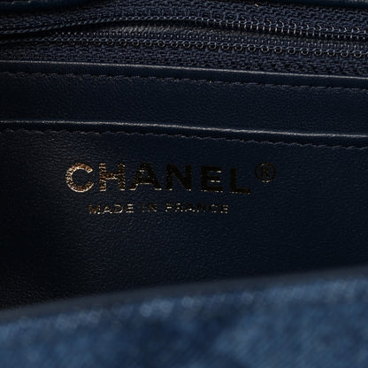 Chanel Printed Denim Quilted Mini Rectangular Flap Dark Blue 6 of 11