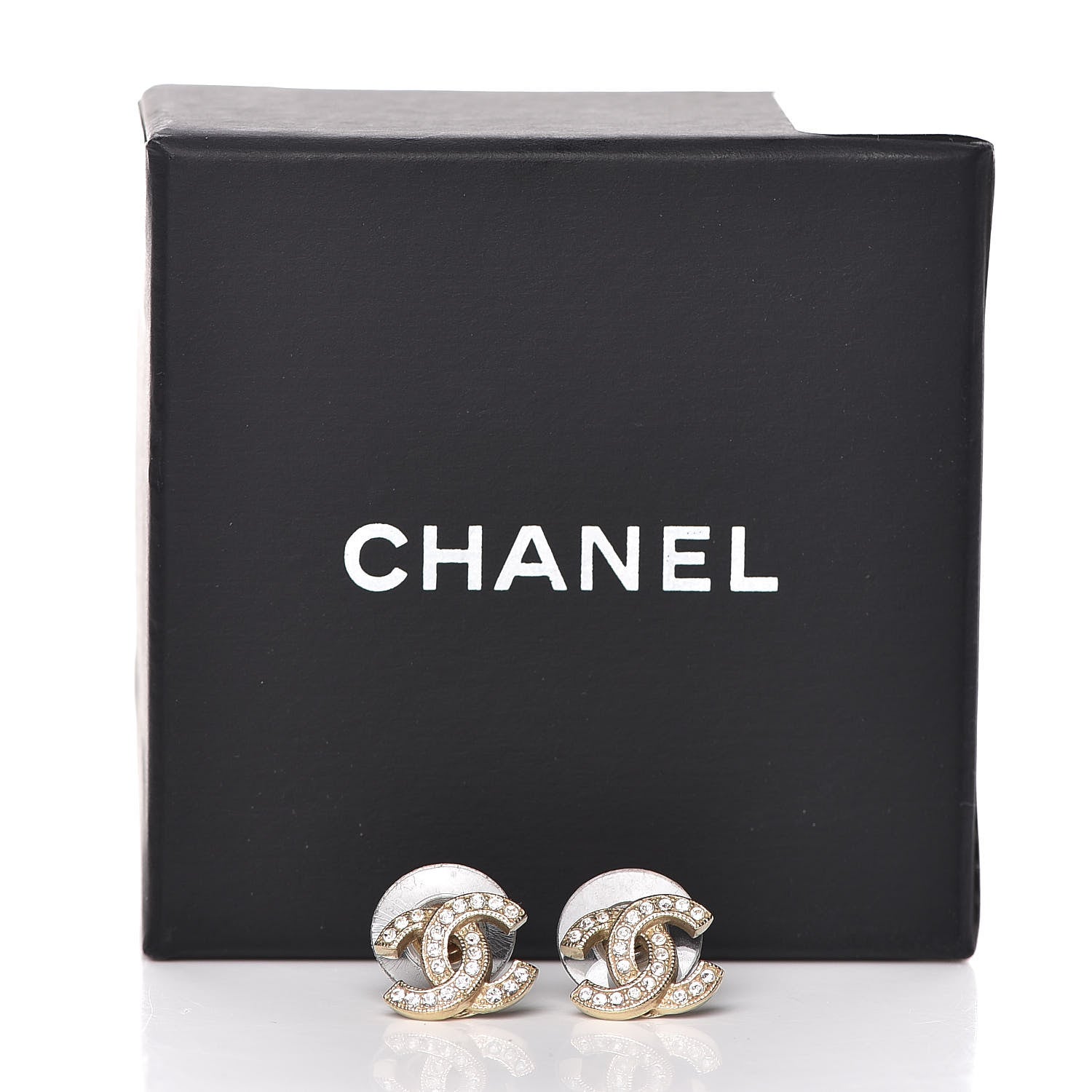 Chanel Crystal CC Earrings Light Gold 6 of 6