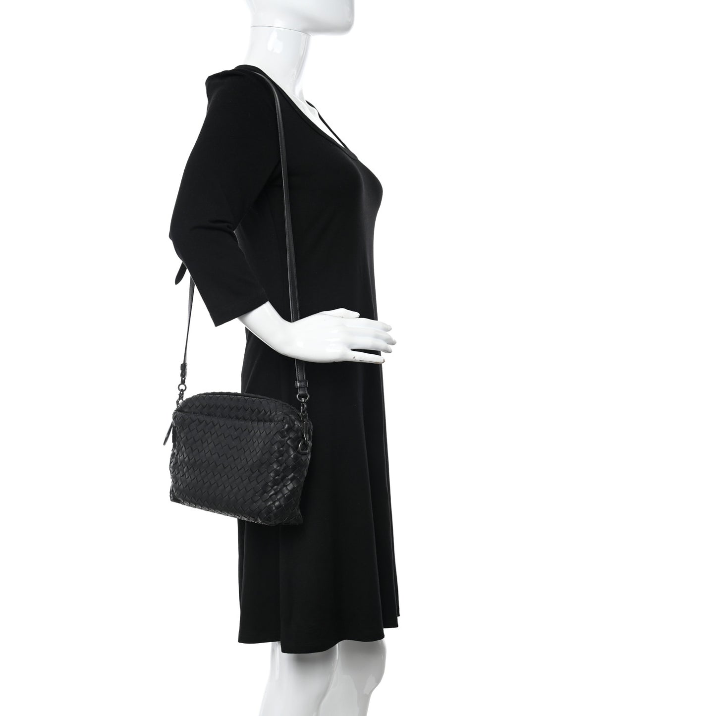 Nappa Intrecciato Crossbody Messenger Black