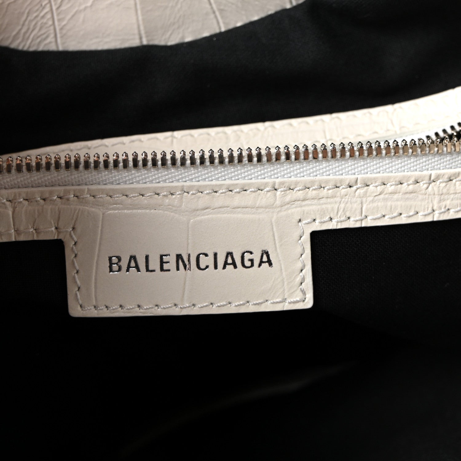 Balenciaga Extra Supple Calfskin Crocodile Embossed Medium Le Cagole Shoulder Bag White 6 of 10