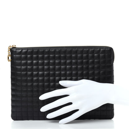 Celine Calfskin Quilted C Charm Pouch Black 2 of 7