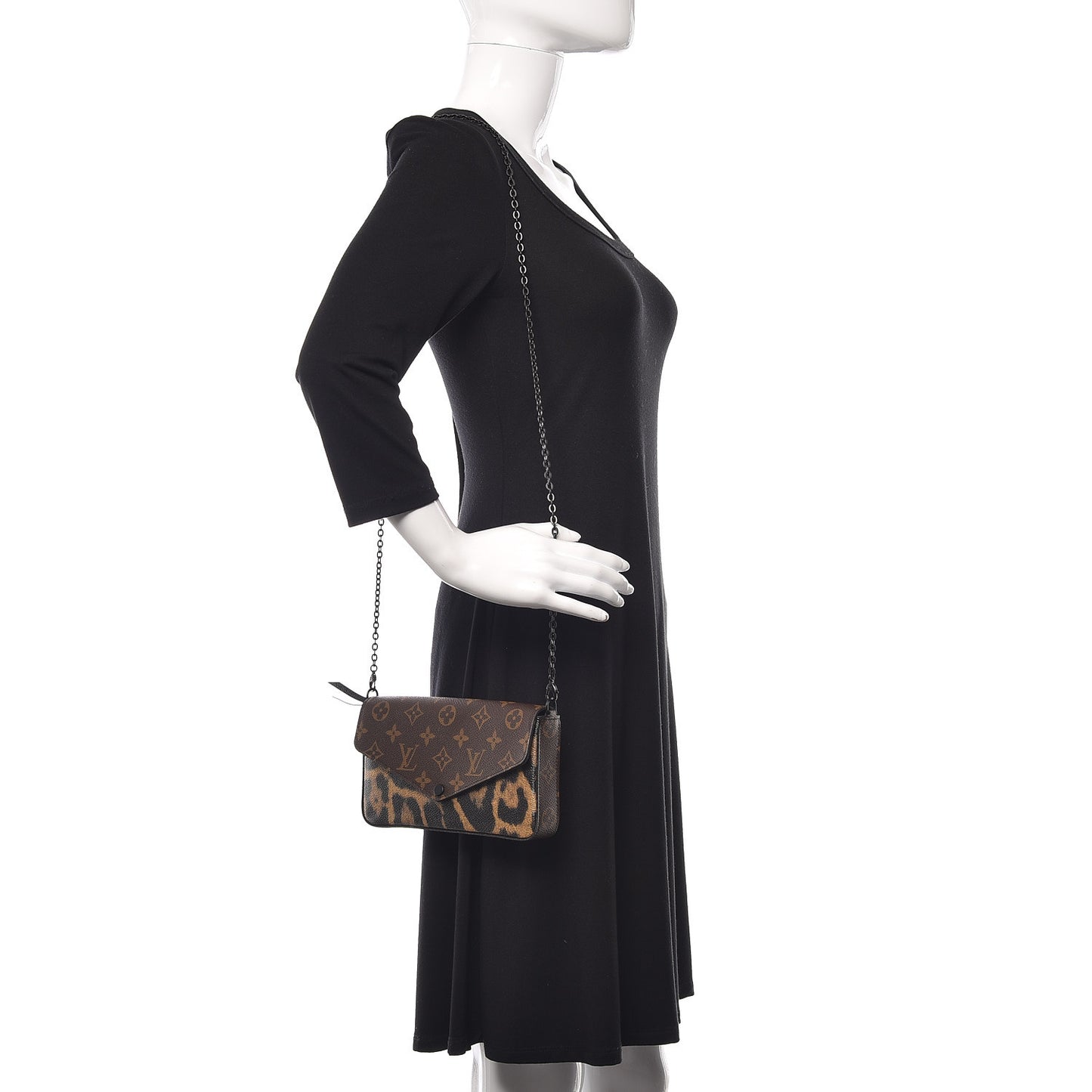Monogram Animal Print Pochette Felicie Chain Wallet