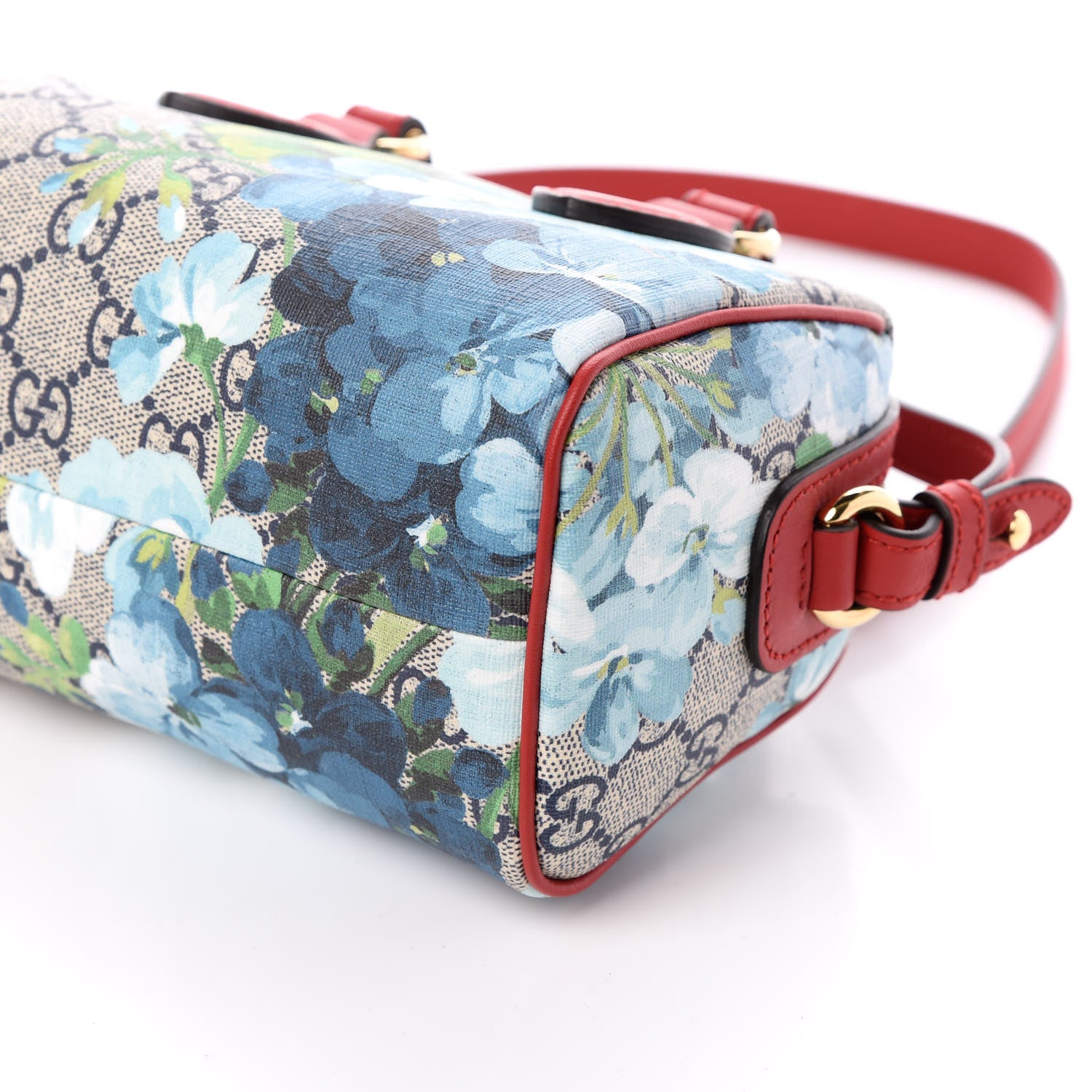 Gucci GG Supreme Monogram Blooms Mini Boston Navy Blue Hibiscus 8 of 8