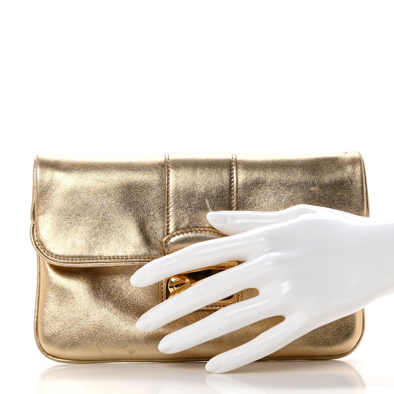 Louis Vuitton Metallic Calfskin Sofia Coppola Slim Clutch MM Gold 2 of 7