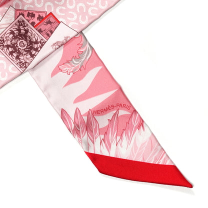 Hermes Silk Cheval Phoenix Twilly Grenadine Rose Gris 3 of 3