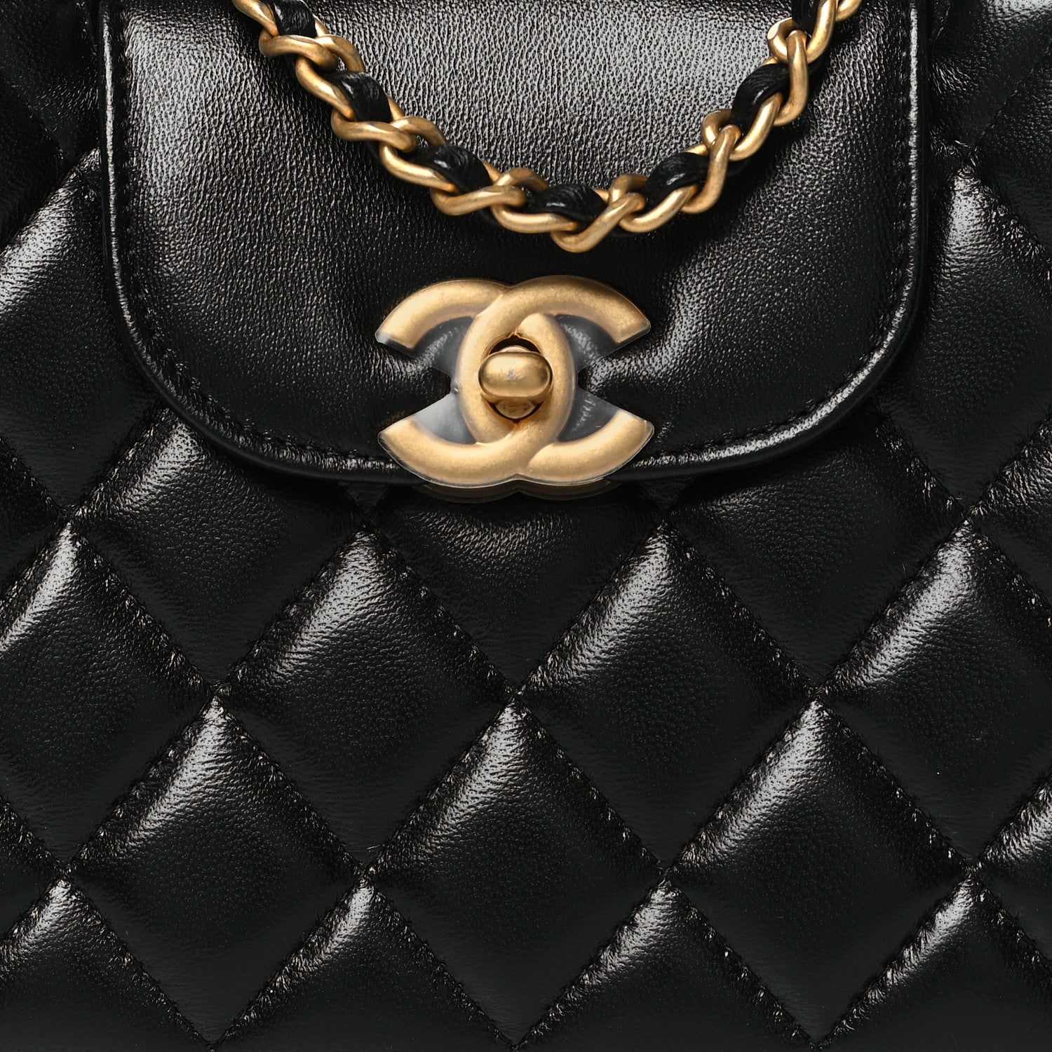 Chanel Shiny Aged Calfskin Quilted Nano Kelly Shopper Black 8 of 11