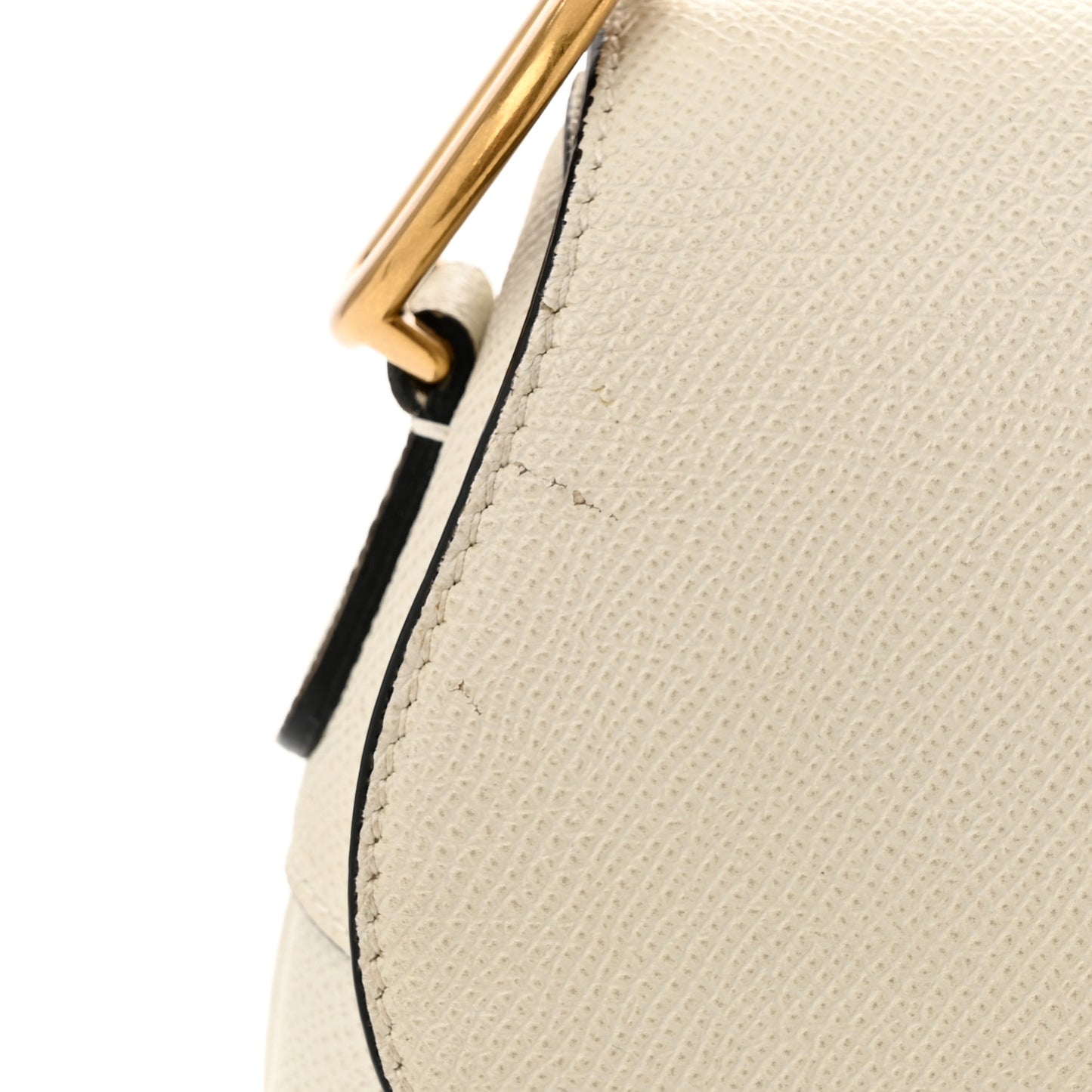 Grained Calfskin Saddle Bag White