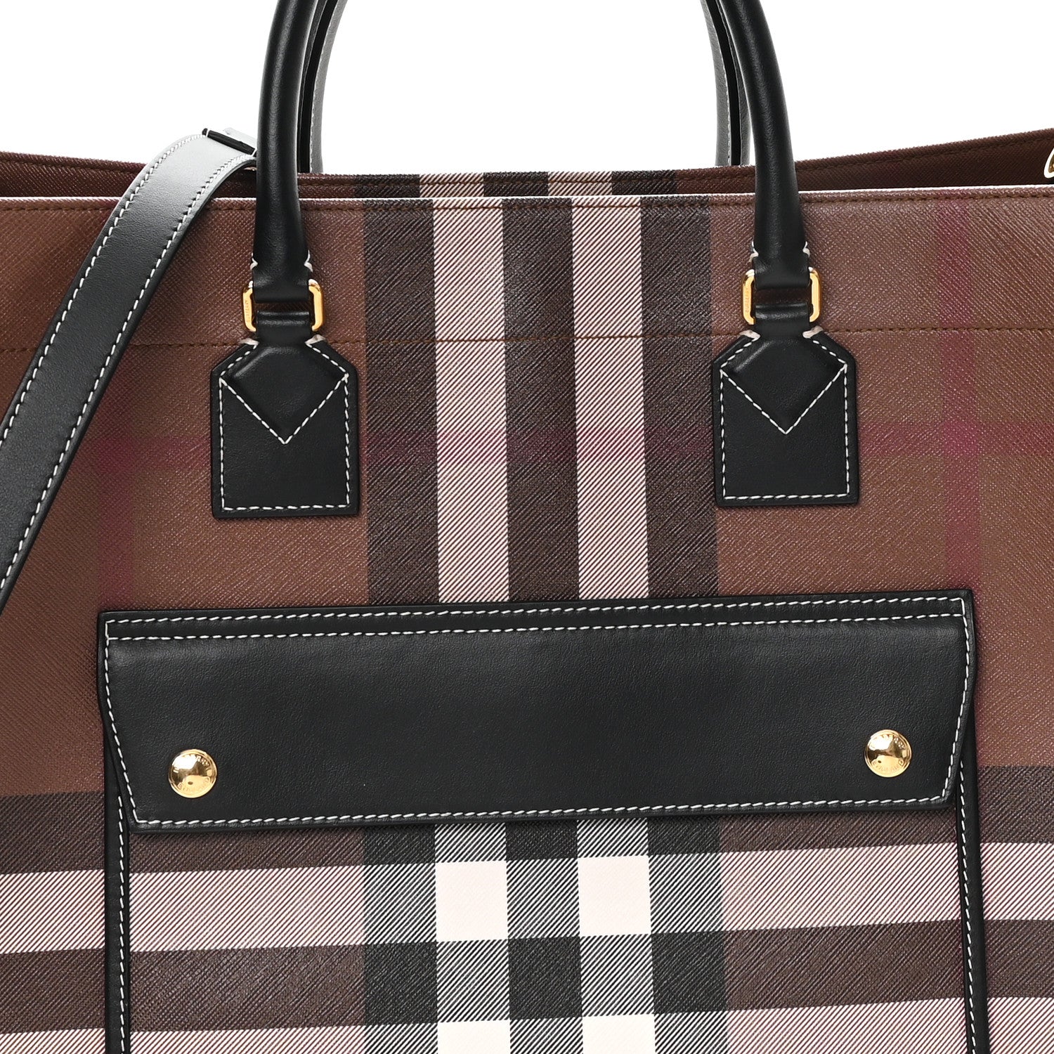 Burberry E-Canvas Check Calfskin Medium Freya Tote Dark Birch Brown 8 of 11