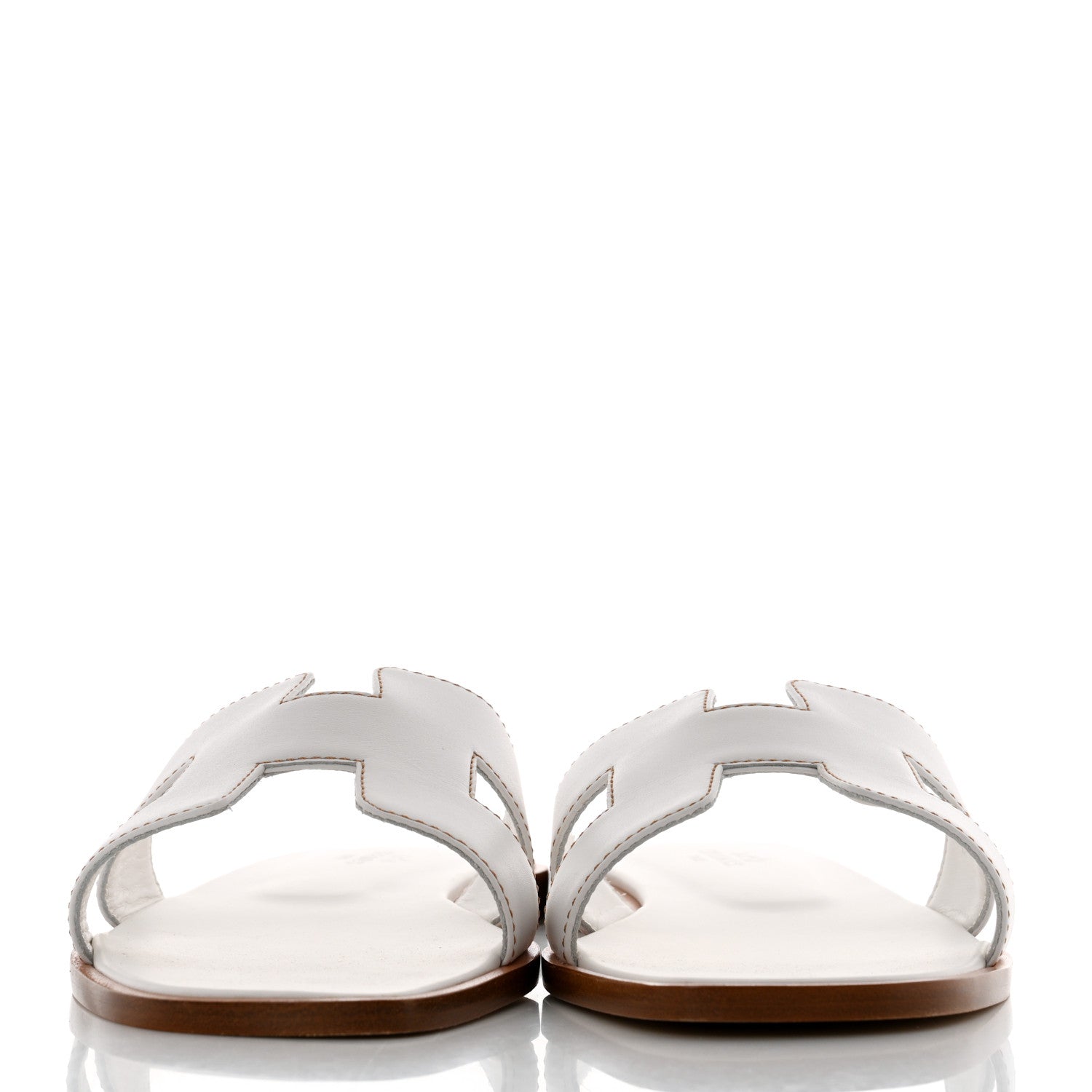Hermes Box Calfskin Oran Sandals 37.5 White 2 of 9