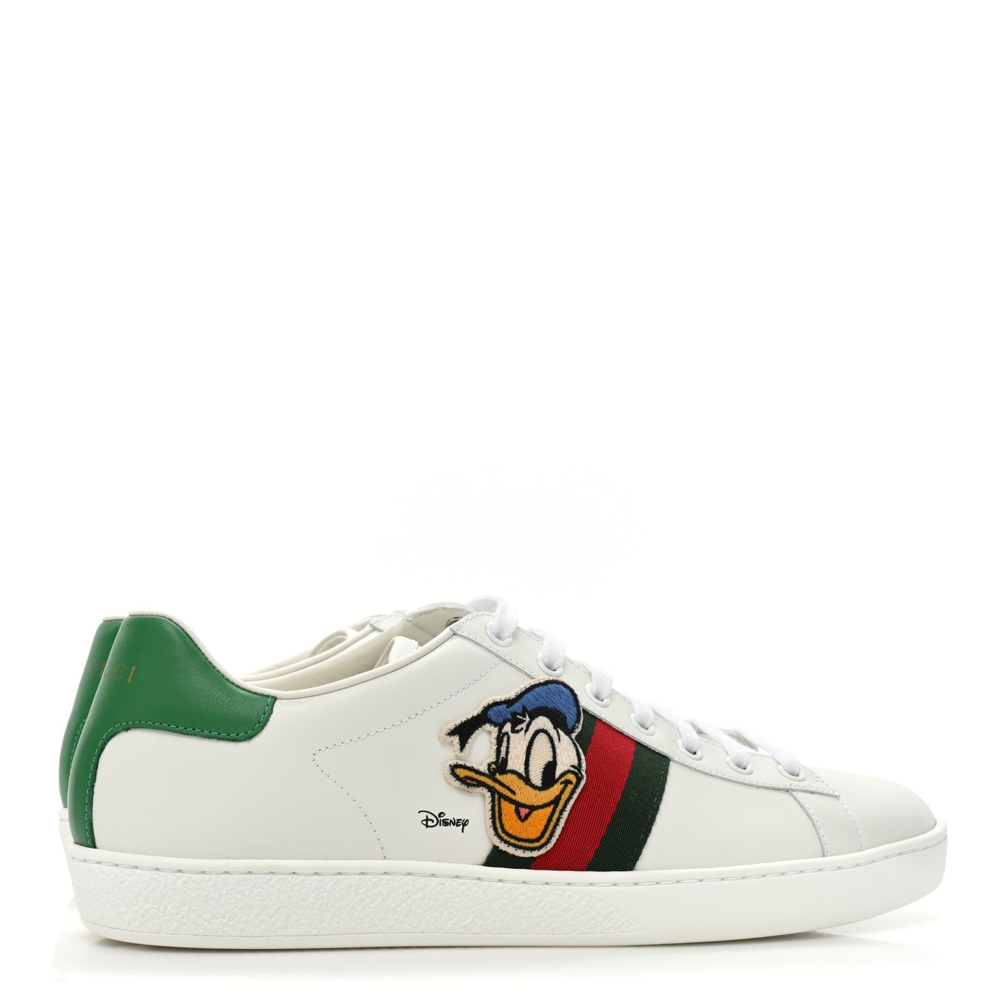 X DISNEY Calfskin Miro Soft Web Donald Duck Womens Ace Sneakers 40.5 White New Shamarock