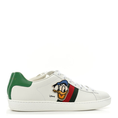 Gucci X DISNEY Calfskin Miro Soft Web Donald Duck Womens Ace Sneakers 40.5 White New Shamarock 5 of 10