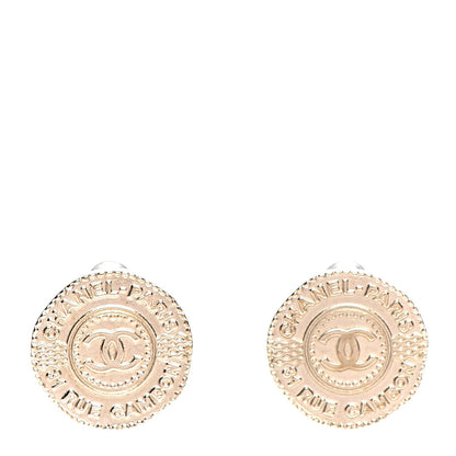 Chanel Metal CC Rue Cambon Round Earrings Gold 1 of 5