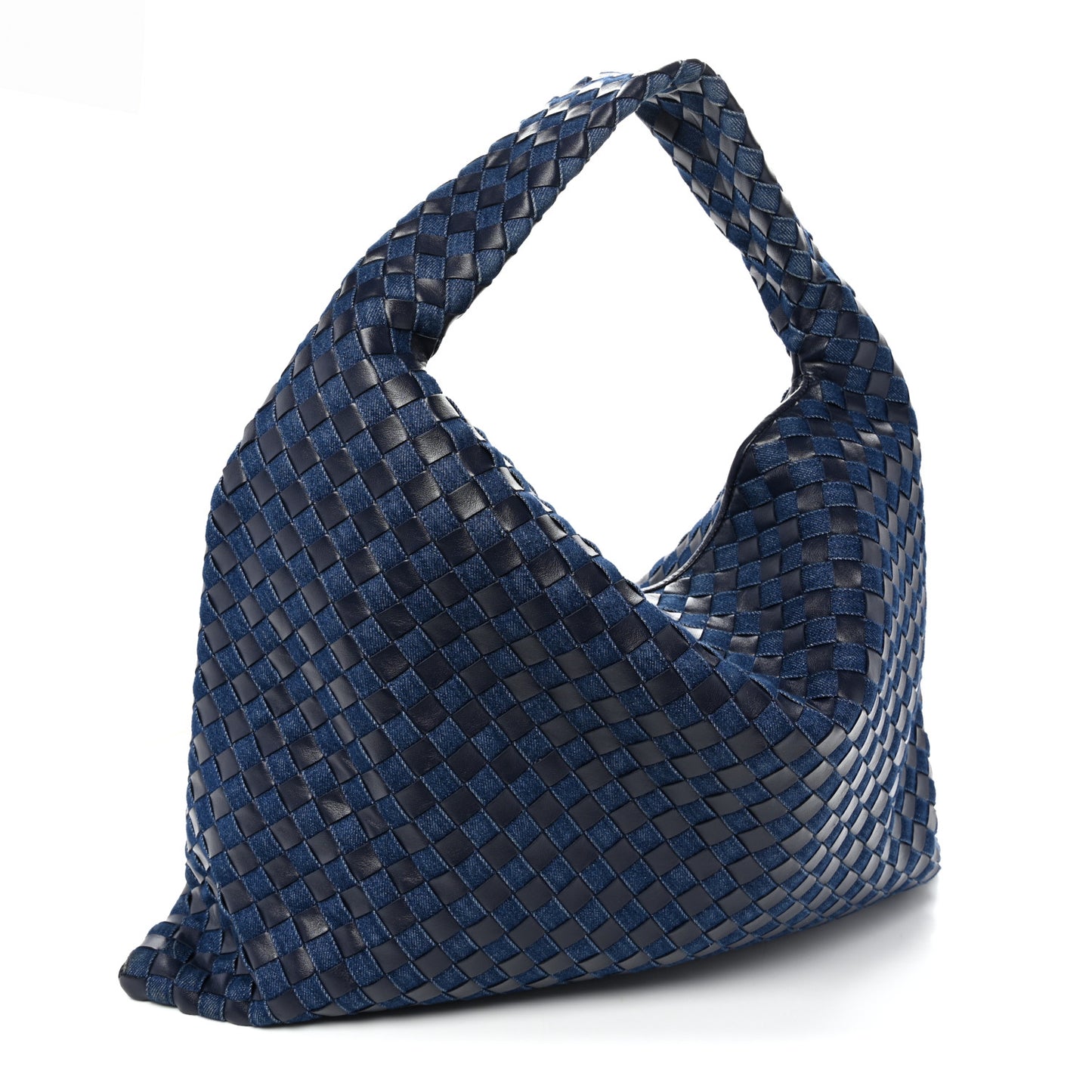 Denim Calfskin Intrecciato Large Hop Abyss Indigo