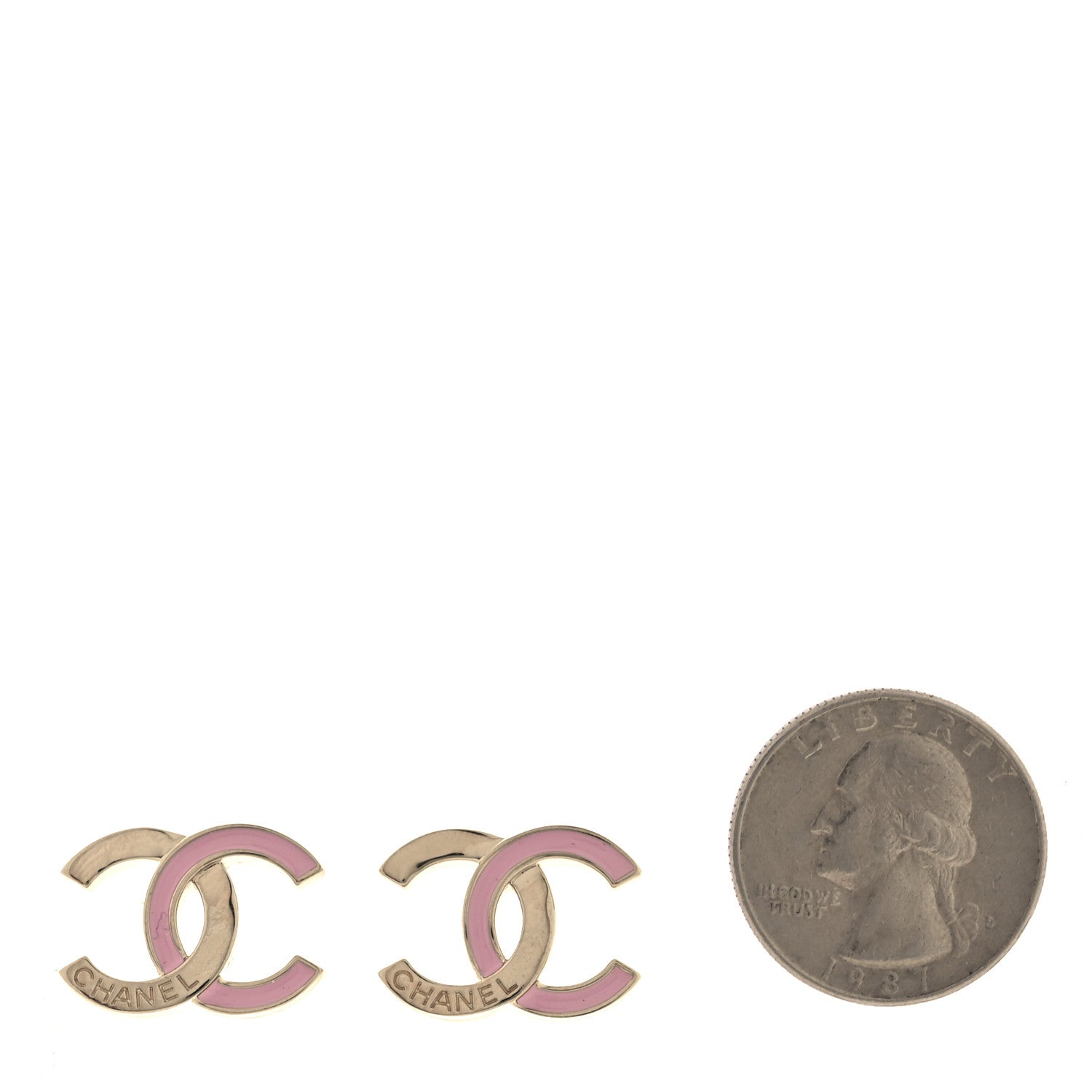 Chanel Metal Enamel CC Earrings Pink Gold 2 of 5