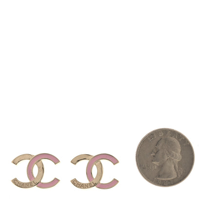 Chanel Metal Enamel CC Earrings Pink Gold 2 of 5