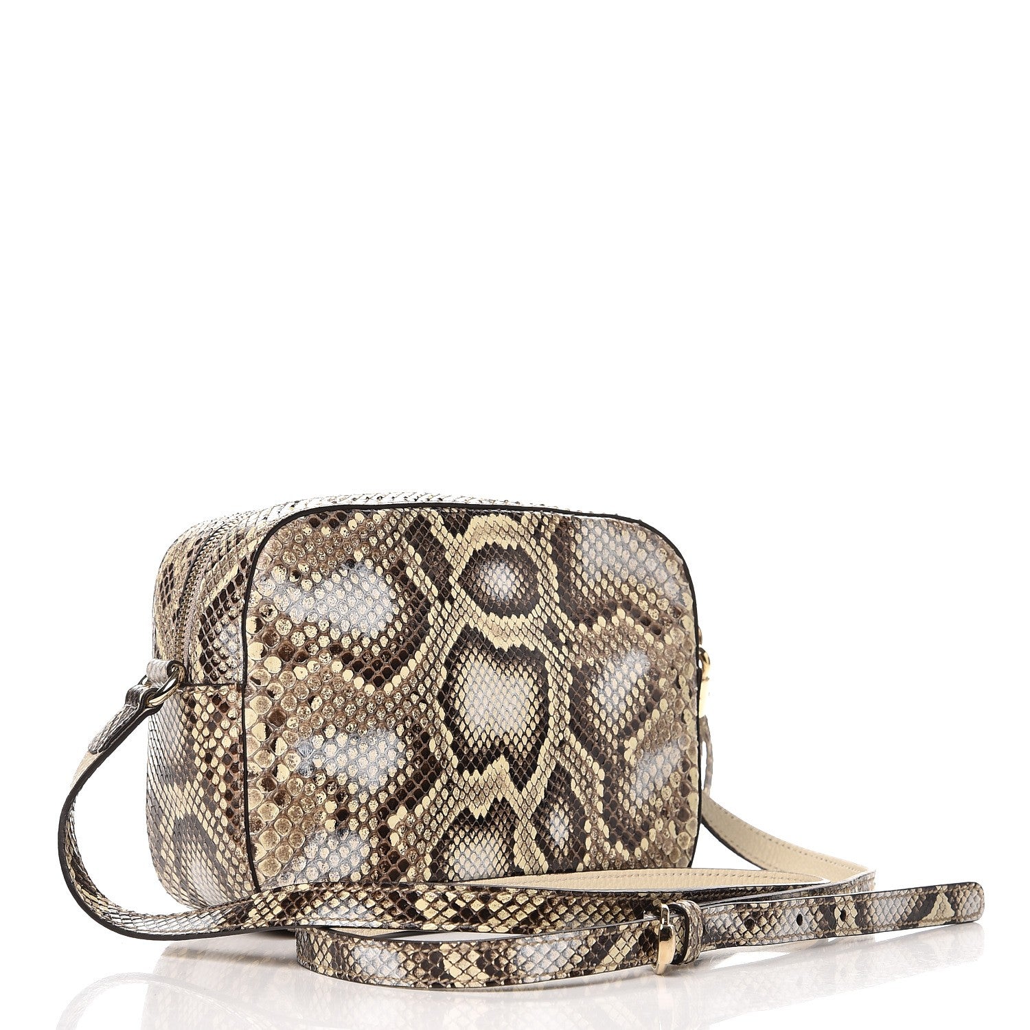 Gucci Python Small Soho Disco Bag Off White Nut Brown Beige 3 of 7