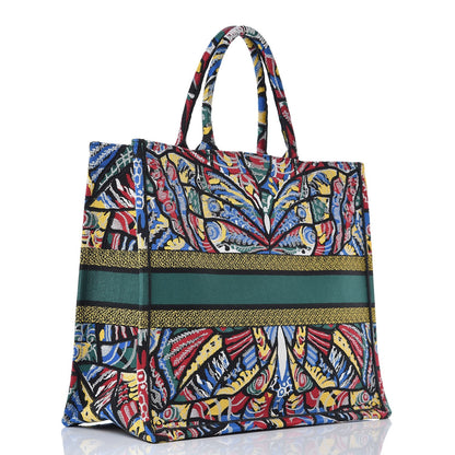 Christian Dior Canvas Embroidered Butterfly Book Tote Black Multicolor 3 of 9