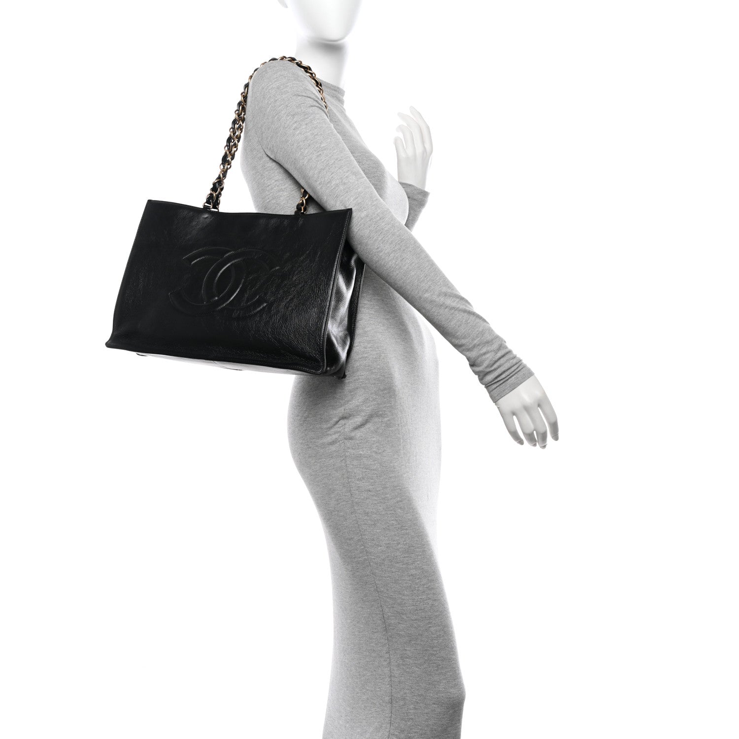 Chanel Shiny Aged Calfskin Shopping Bag Black 2 of 13