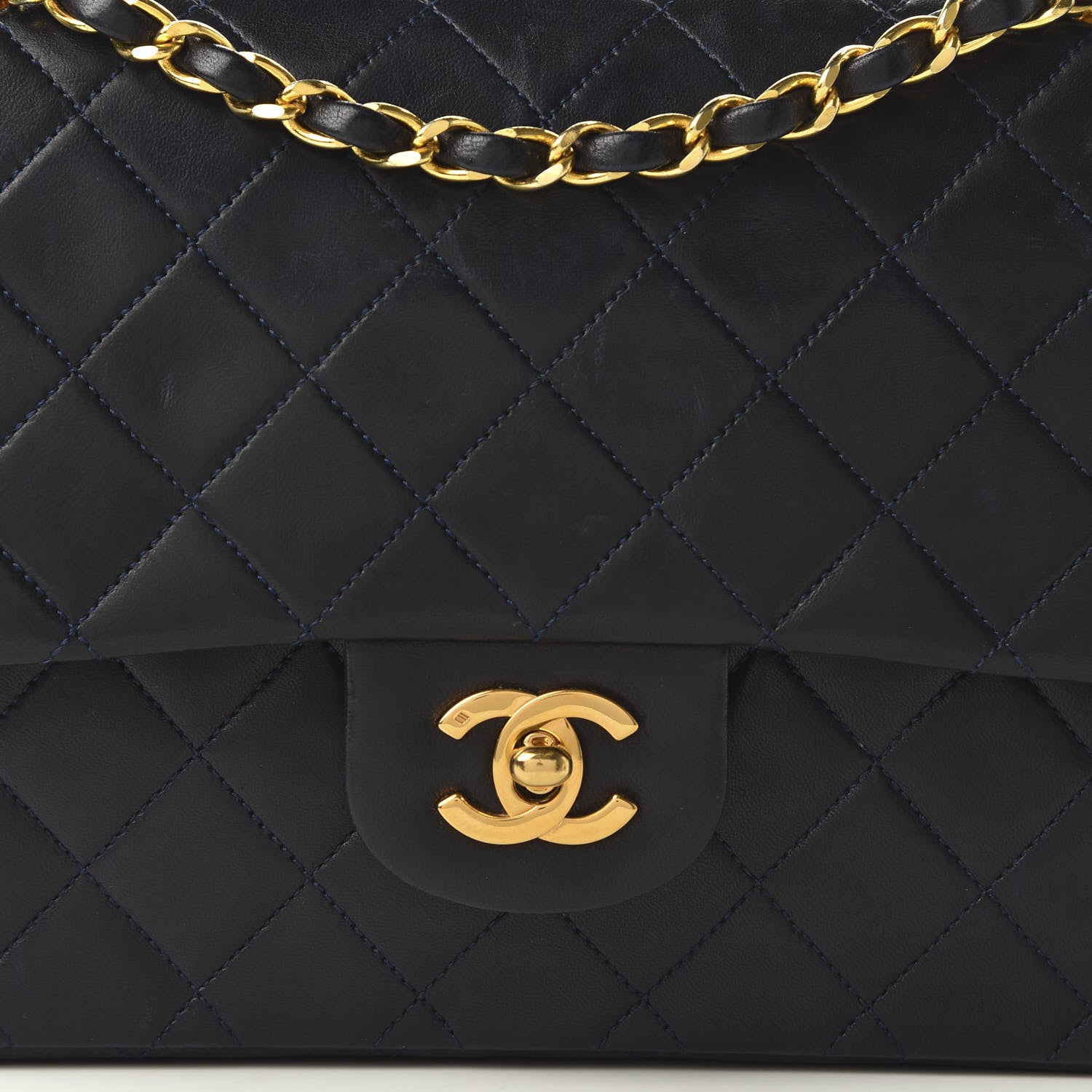 Chanel Lambskin Quilted Medium Double Flap Navy 12 of 12