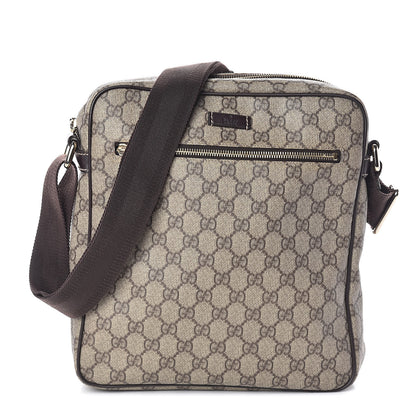 Gucci GG Plus Monogram Selleria Calfskin Medium Messenger Bag Beige Ebony Cocoa Dark Chocolate 1 of 9