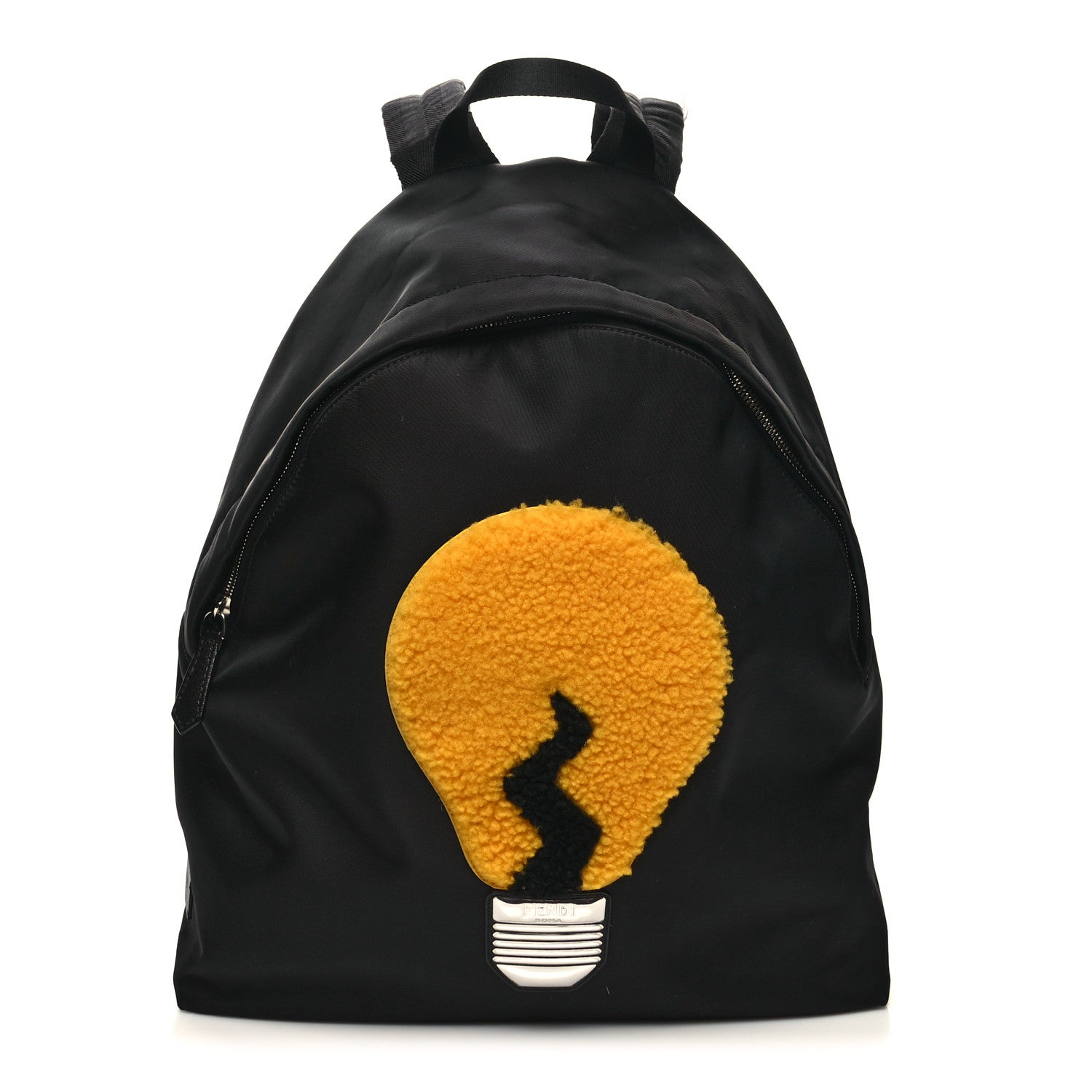 Fendi Nylon Shearling Vitello Elite Lightbulb Backpack Black Narciso 1 of 10