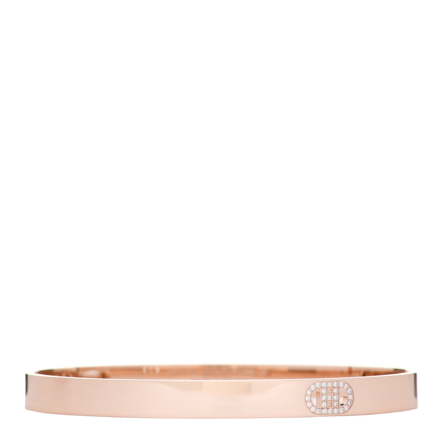 Hermes 18K Rose Gold Diamond PM H D'Ancre Bracelet ST 1 of 4