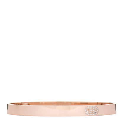 Hermes 18K Rose Gold Diamond PM H D'Ancre Bracelet ST 1 of 4