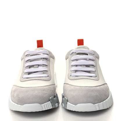 Hermes Technical Canvas Suede Goatskin Bouncing Sneakers 37 White Multicolor 2 of 8