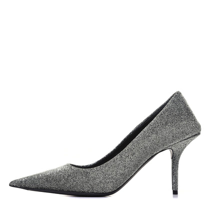 Balenciaga Shiny Fabric Square Knife 80mm Pumps 38 Silver 1 of 11