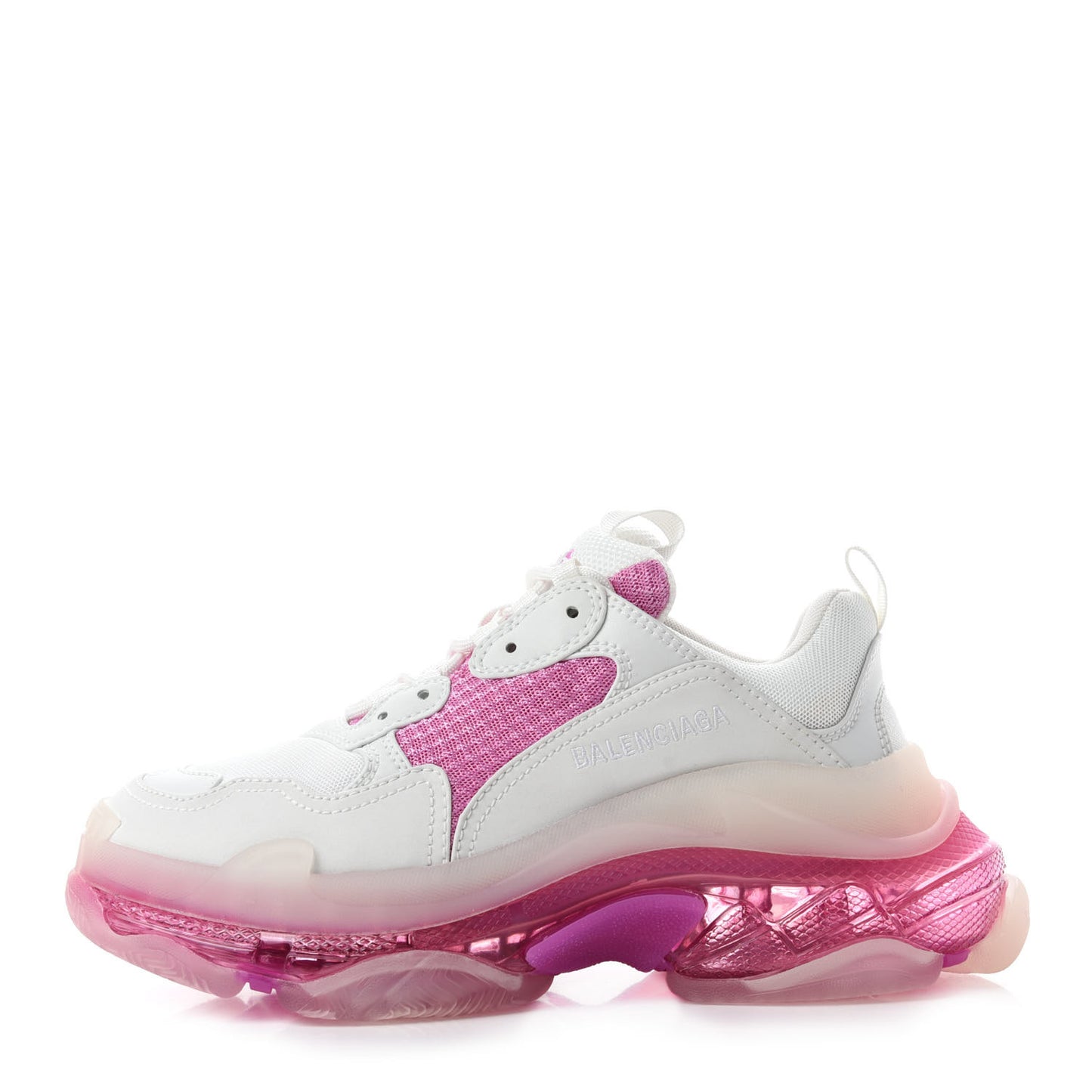 Fabric Mesh Clear Sole Womens Triple S Sneakers 39 White Pink
