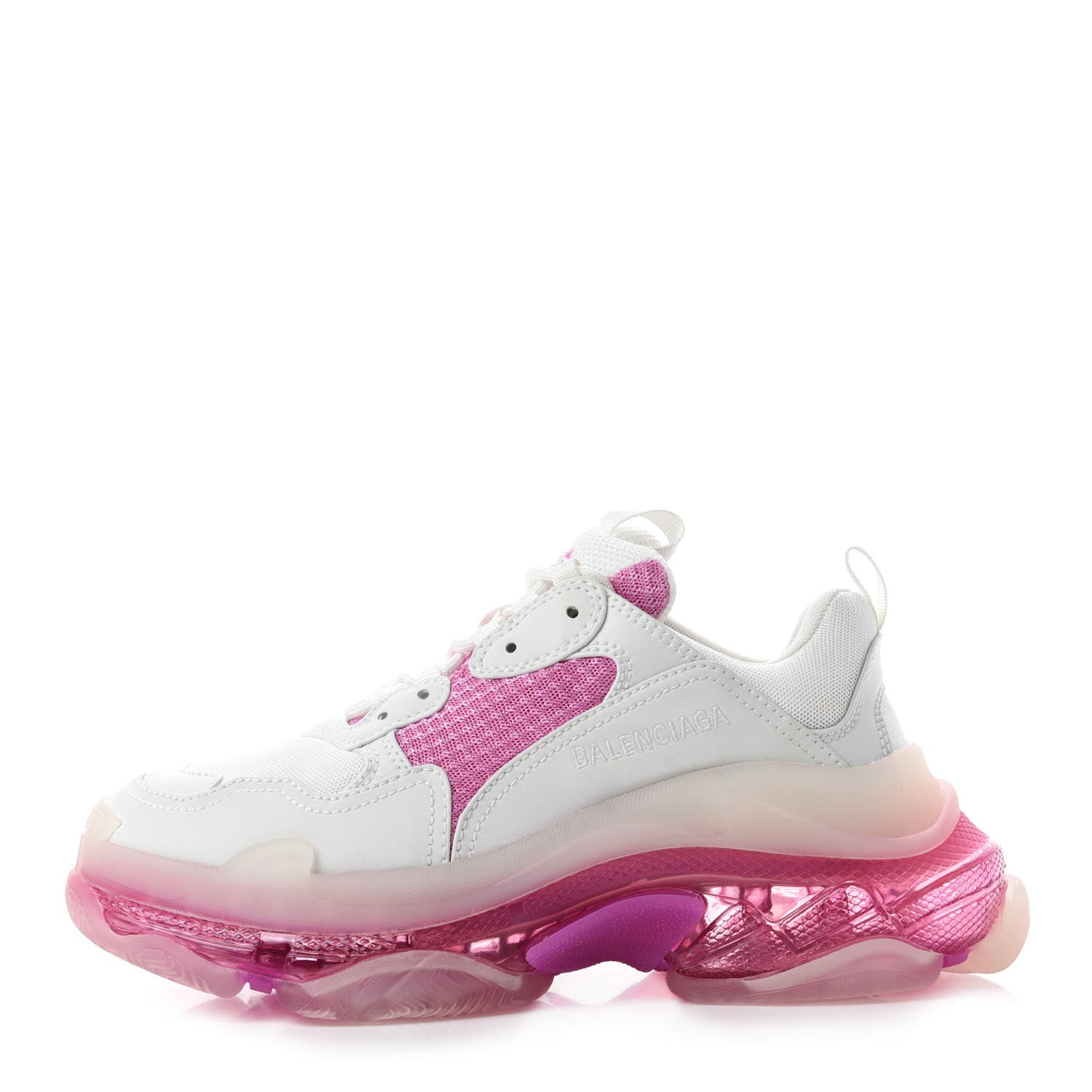Balenciaga Fabric Mesh Clear Sole Womens Triple S Sneakers 39 White Pink 1 of 8