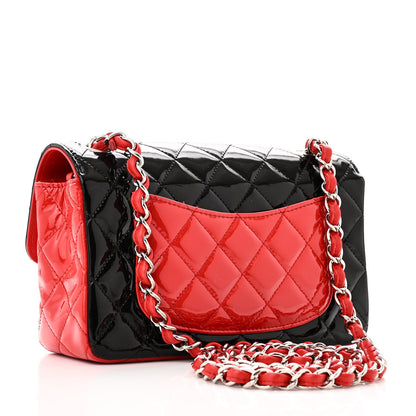 Chanel Patent Calfskin Quilted Bi-Color Mini Rectangular Flap Red Black 2 of 10