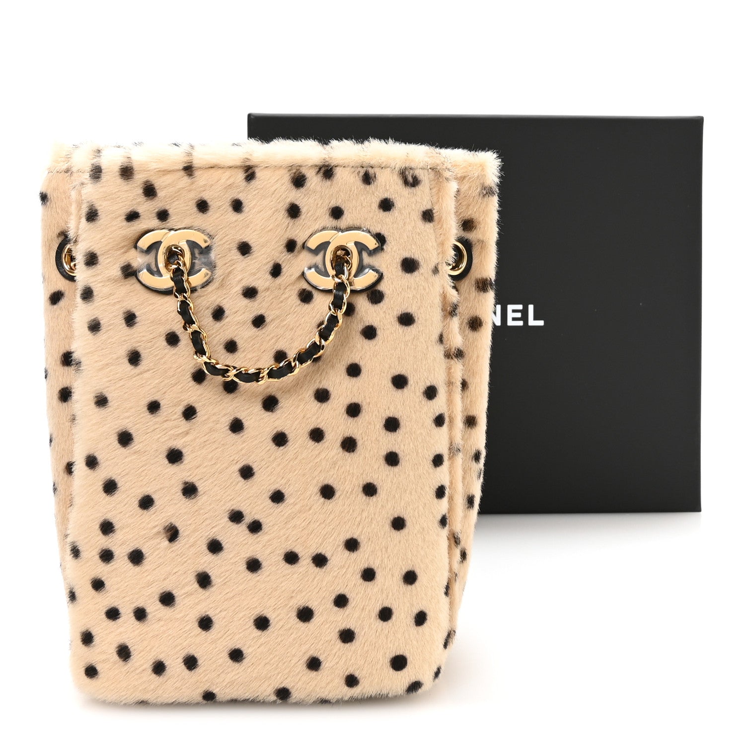 Chanel Pony Hair Cheetah Printed CC Chain Bucket Bag Light Beige Black 10 of 10