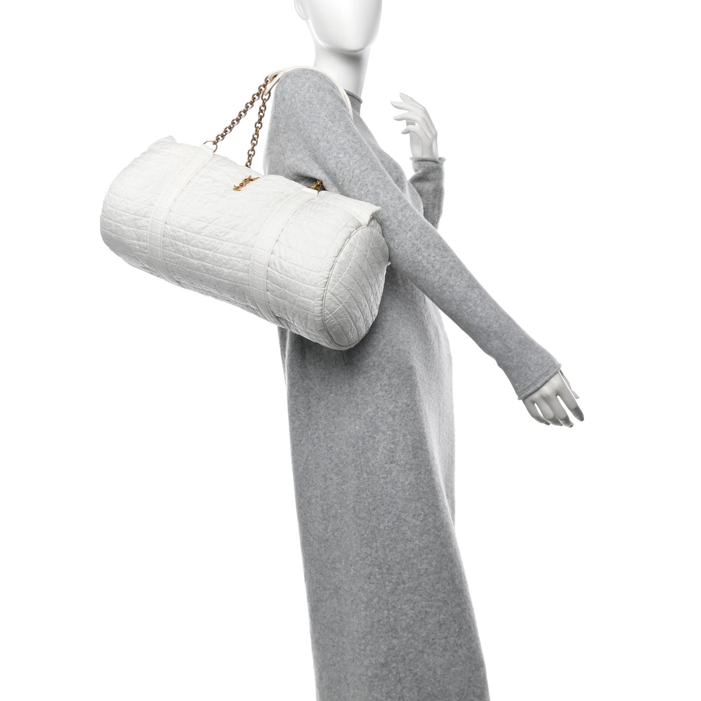 Nylon Gloria Quilted Travel Bag Milky White
